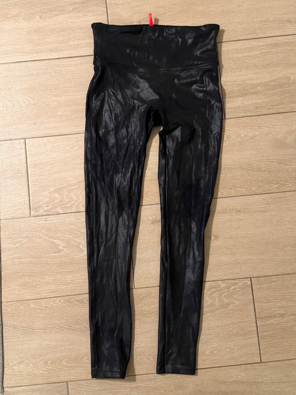 Spanx Black Faux-Leather High-Waist Leggings size medium